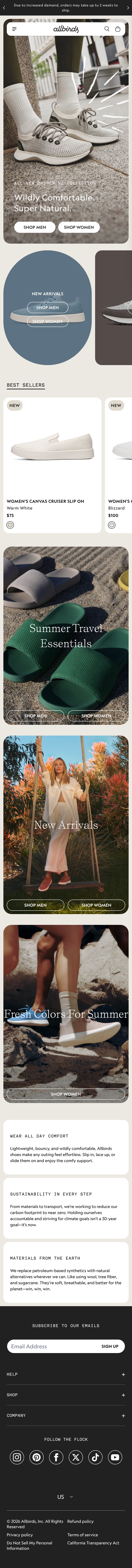 Screenshot of www.allbirds.com