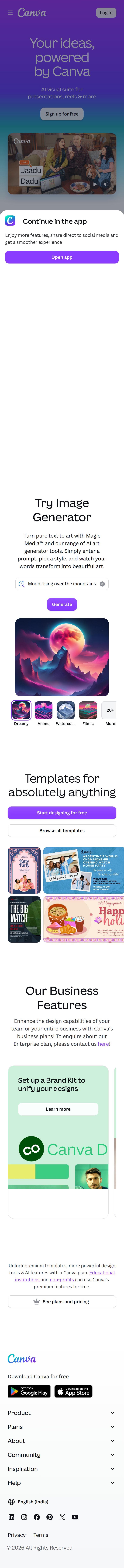 Screenshot of canva.com